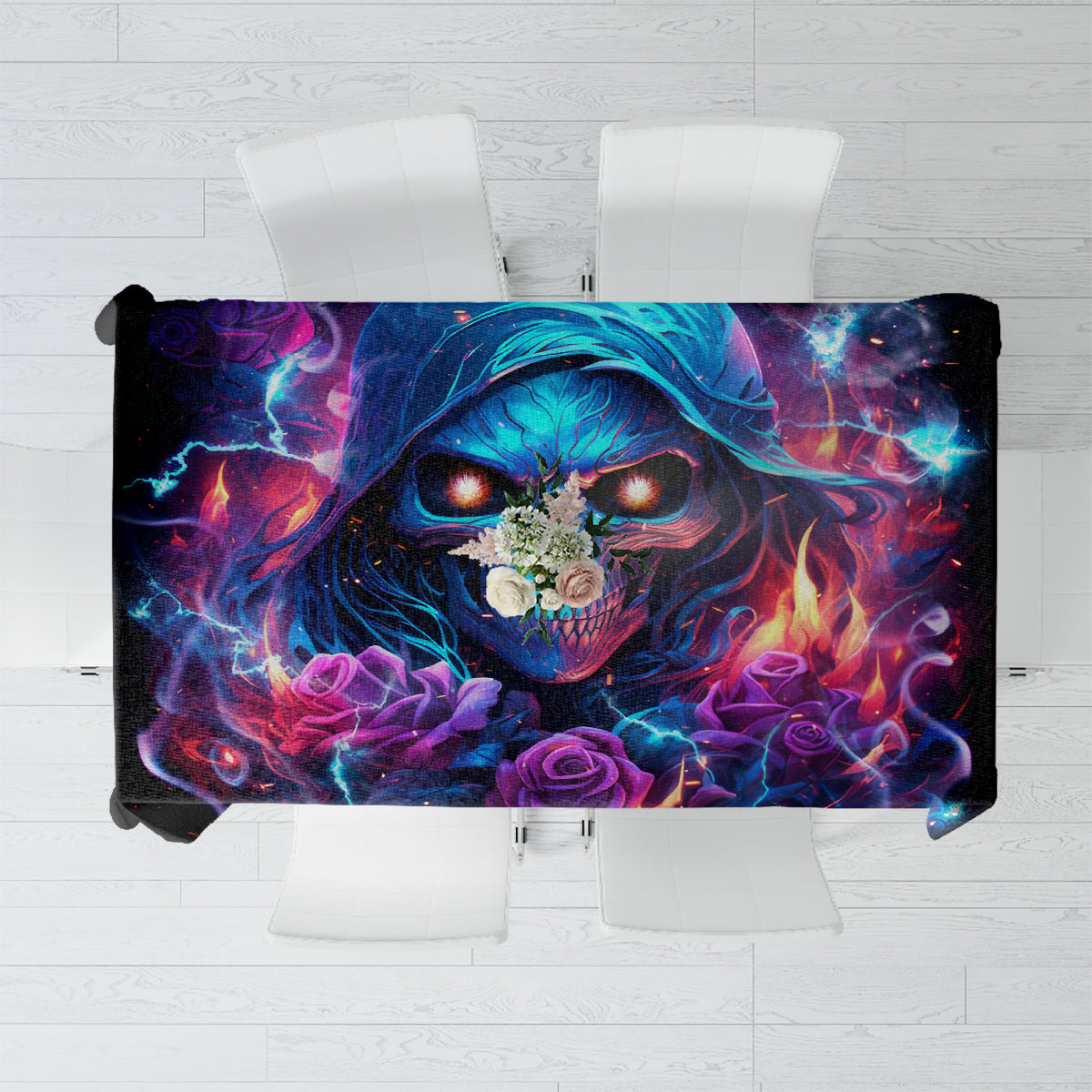 Flame Skull Tablecloth While You Are Talking Behind My Back Freel Free To Bend Down And Kiss My Ass - Wonder Print Shop