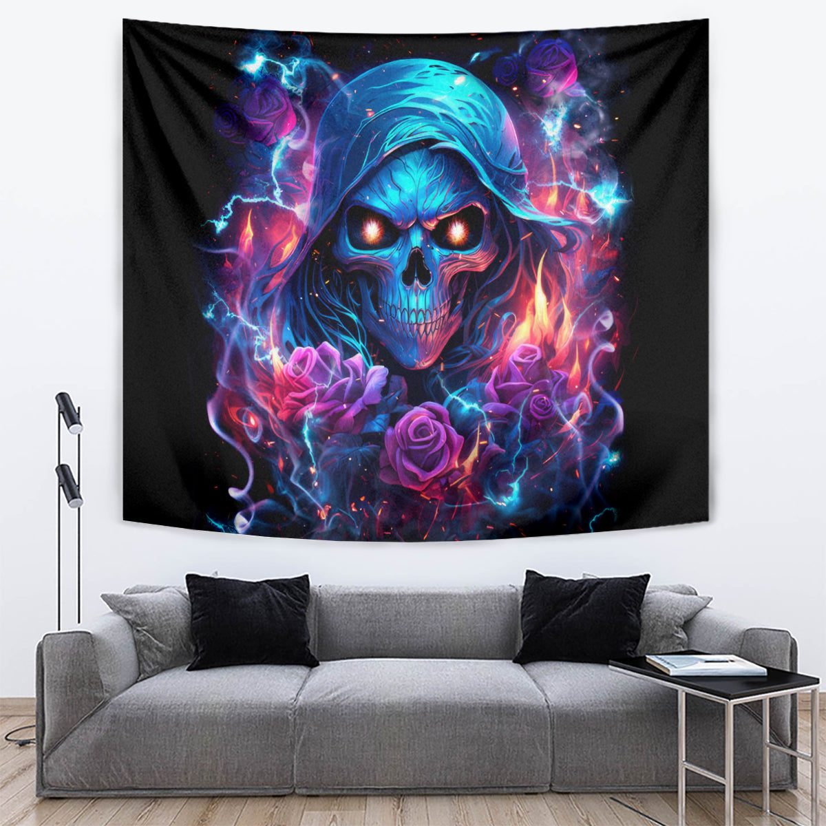 Flame Skull Tapestry While You Are Talking Behind My Back Freel Free To Bend Down And Kiss My Ass - Wonder Print Shop