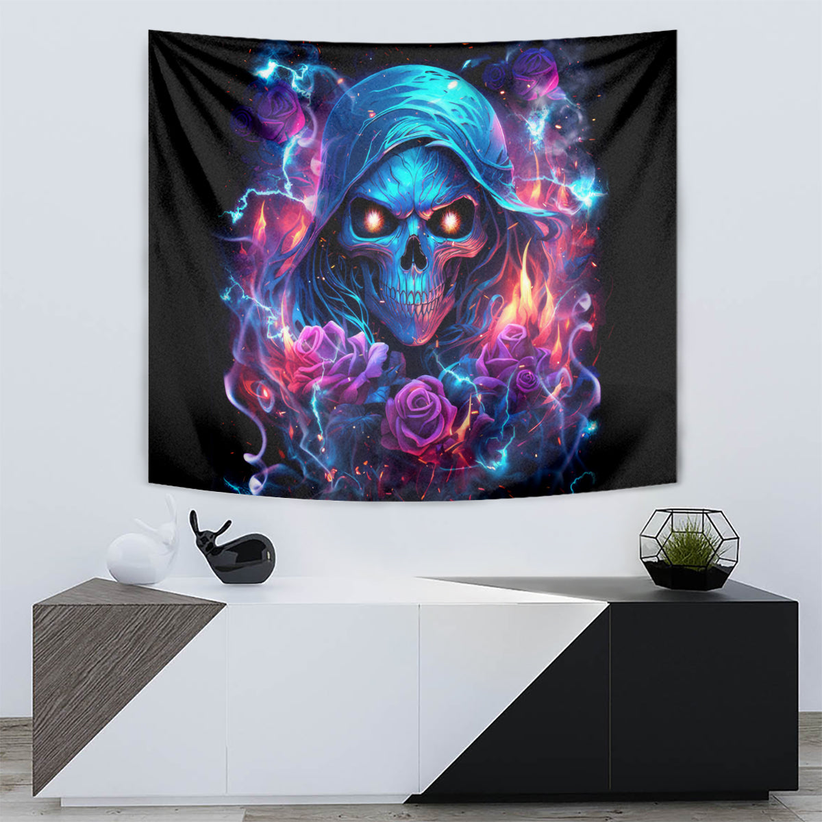 Flame Skull Tapestry While You Are Talking Behind My Back Freel Free To Bend Down And Kiss My Ass - Wonder Print Shop
