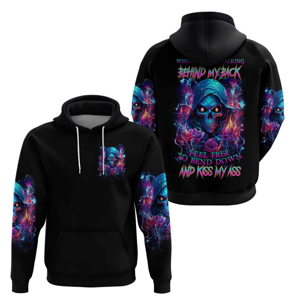 Flame Skull Zip Hoodie While You Are Talking Behind My Back Freel Free To Bend Down And Kiss My Ass - Wonder Print Shop