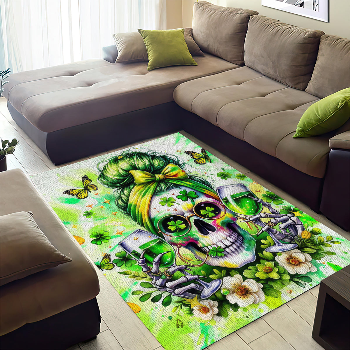 Irish Skull Area Rug Drink Up Bitch - Wonder Print Shop