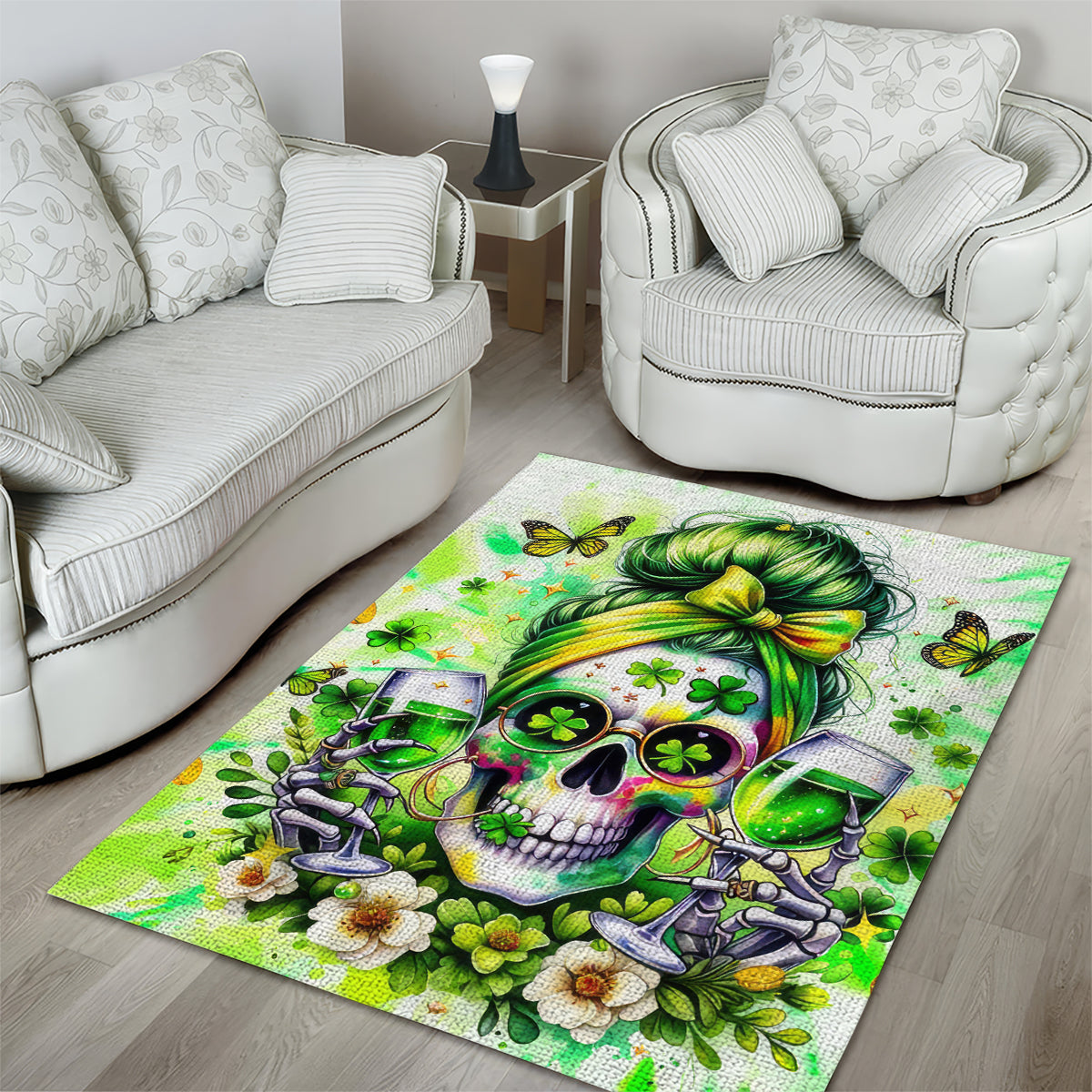 Irish Skull Area Rug Drink Up Bitch - Wonder Print Shop