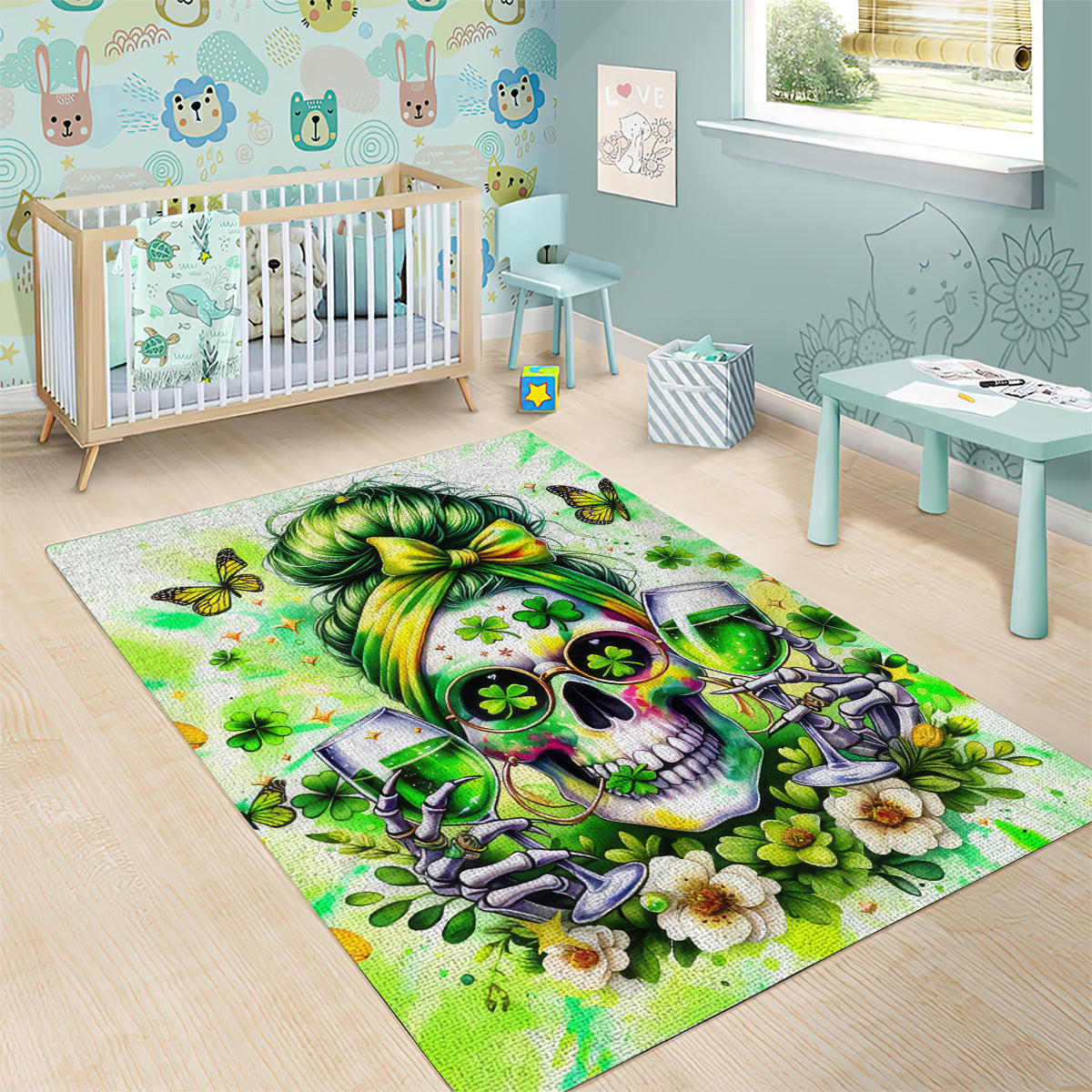 Irish Skull Area Rug Drink Up Bitch - Wonder Print Shop