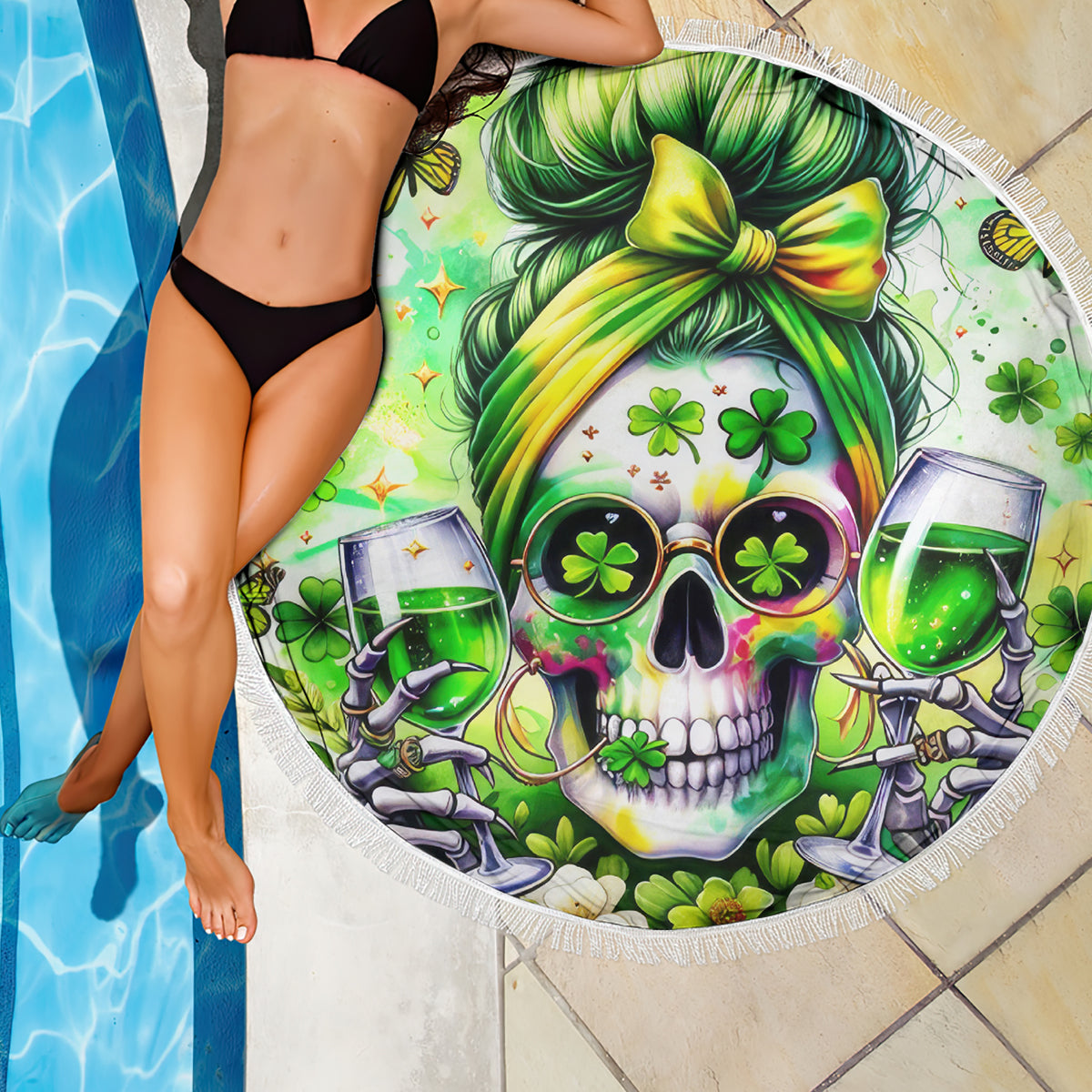Irish Skull Beach Blanket Drink Up Bitch - Wonder Print Shop