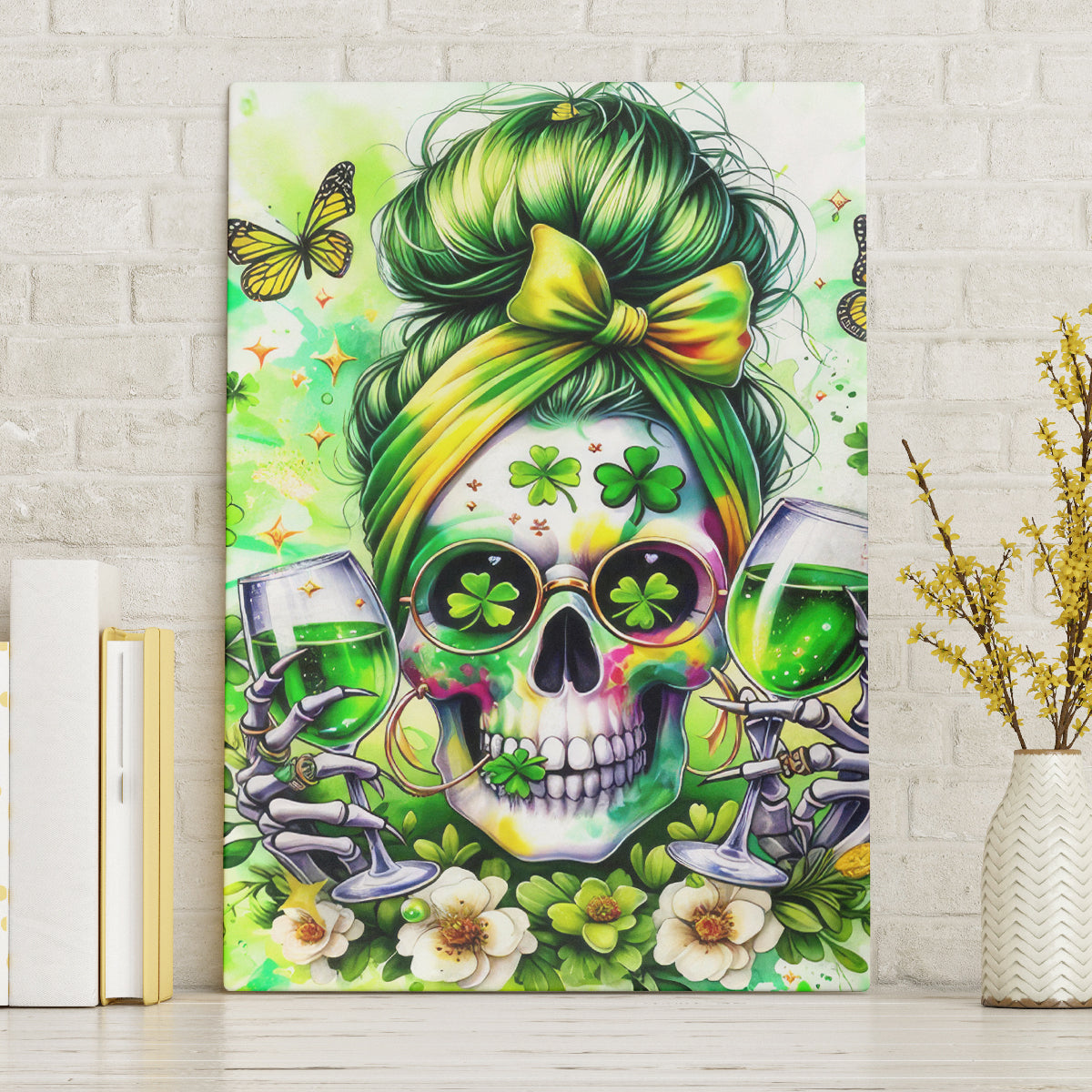 Irish Skull Canvas Wall Art Drink Up Bitch - Wonder Print Shop