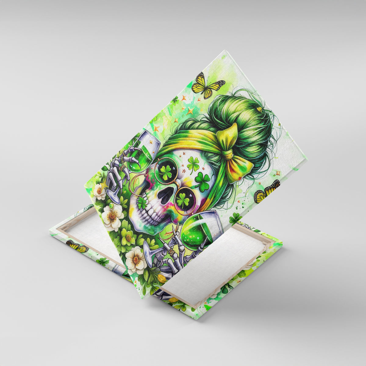 Irish Skull Canvas Wall Art Drink Up Bitch - Wonder Print Shop
