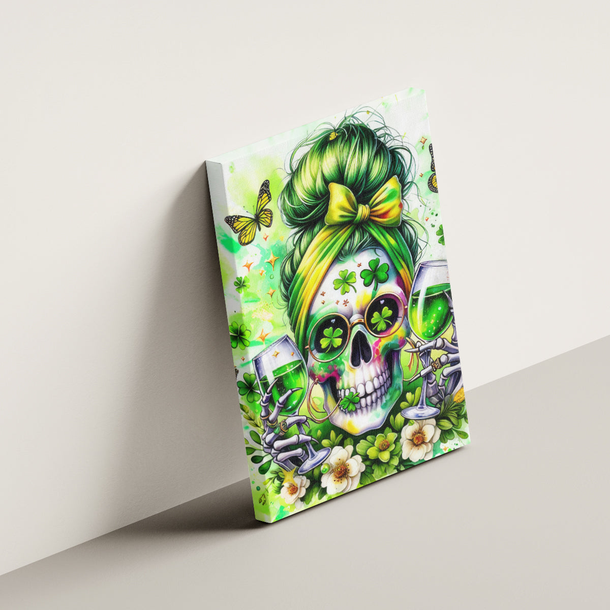Irish Skull Canvas Wall Art Drink Up Bitch - Wonder Print Shop