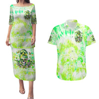 Irish Skull Couples Matching Puletasi and Hawaiian Shirt Drink Up Bitch - Wonder Print Shop