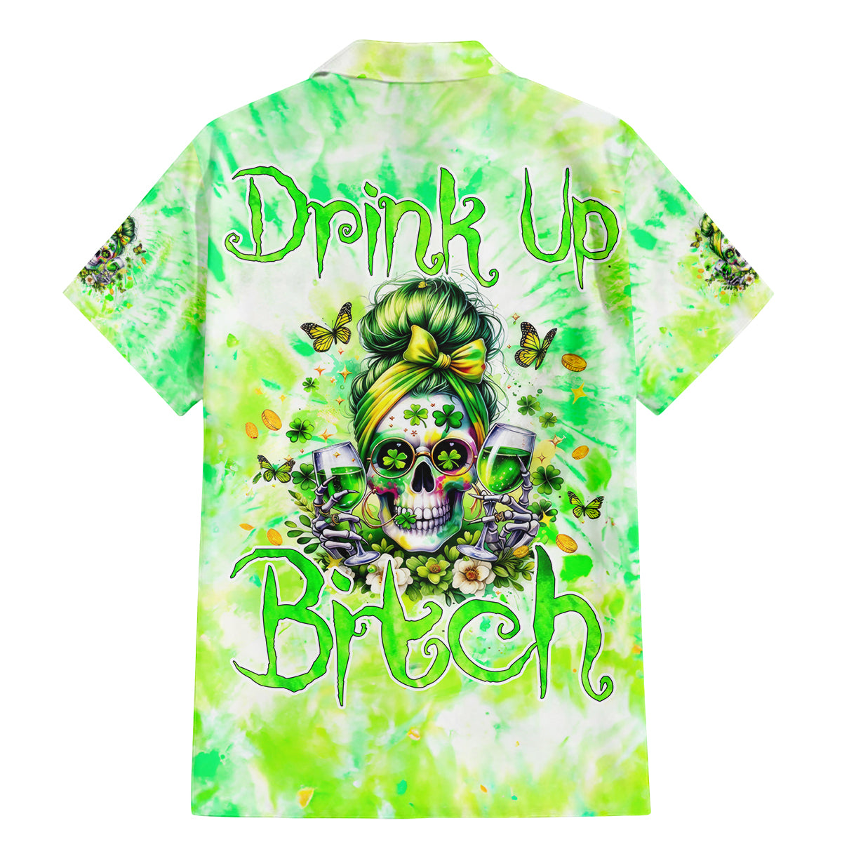 Irish Skull Family Matching Mermaid Dress and Hawaiian Shirt Drink Up Bitch - Wonder Print Shop