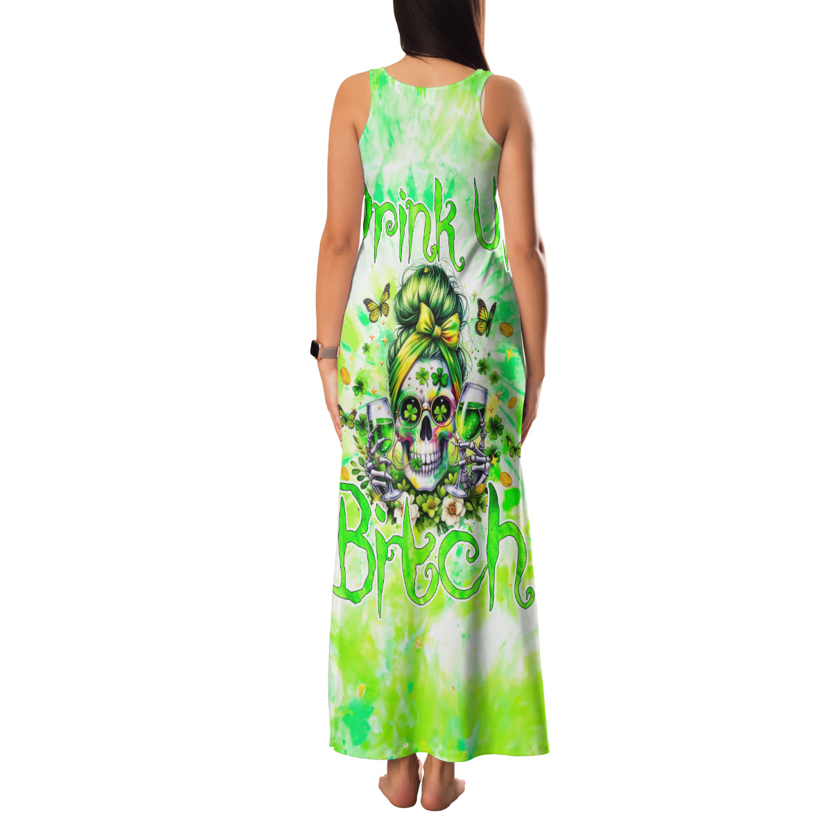 Irish Skull Family Matching Tank Maxi Dress and Hawaiian Shirt Drink Up Bitch - Wonder Print Shop