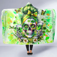 Irish Skull Hooded Blanket Drink Up Bitch