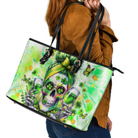 Irish Skull Leather Tote Bag Drink Up Bitch - Wonder Print Shop