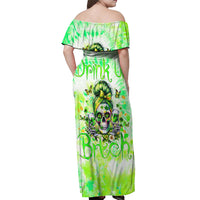 Irish Skull Off Shoulder Maxi Dress Drink Up Bitch - Wonder Print Shop