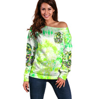 Irish Skull Off Shoulder Sweater Drink Up Bitch - Wonder Print Shop