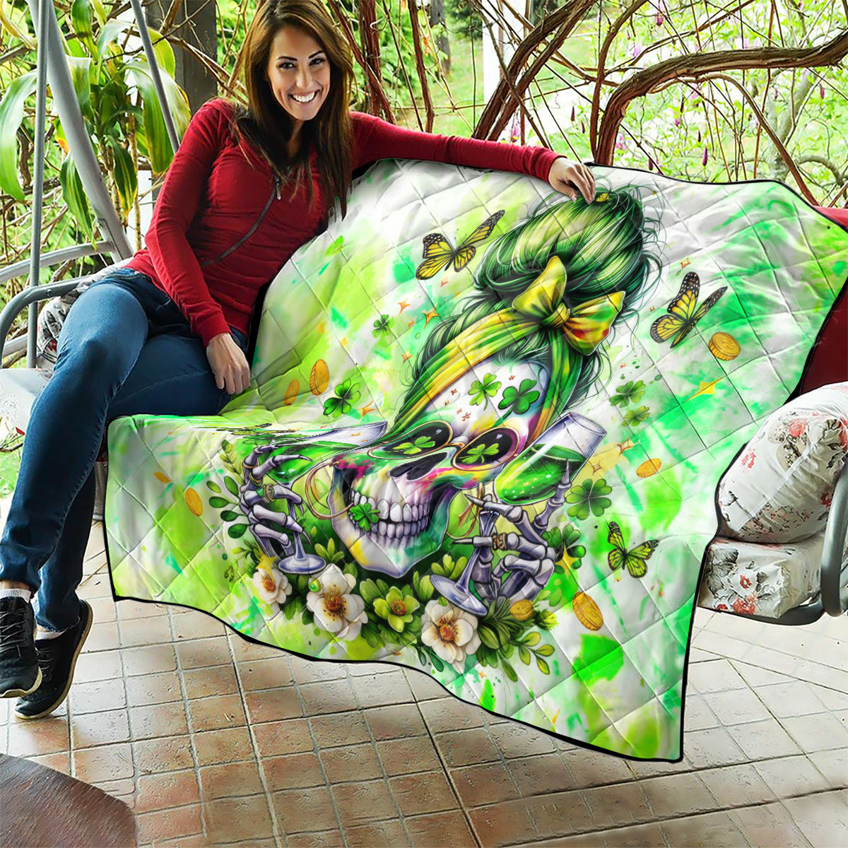 Irish Skull Quilt Drink Up Bitch - Wonder Print Shop