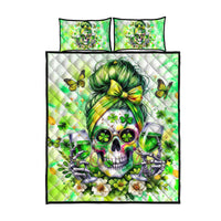 Irish Skull Quilt Bed Set Drink Up Bitch - Wonder Print Shop