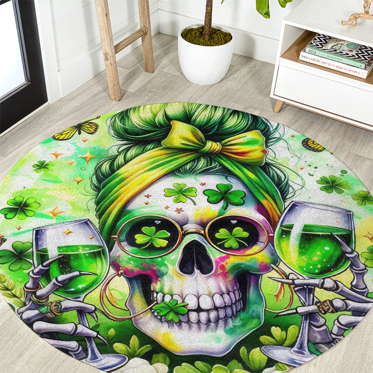 Irish Skull Round Carpet Drink Up Bitch