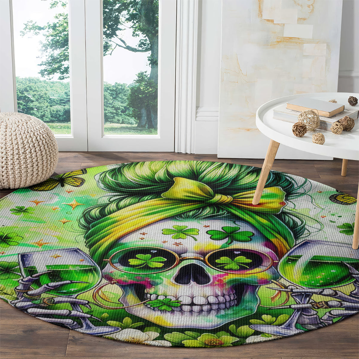 Irish Skull Round Carpet Drink Up Bitch