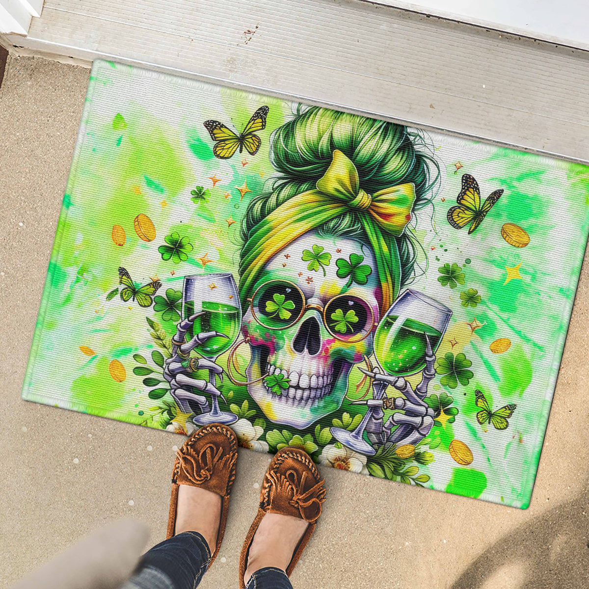 Irish Skull Rubber Doormat Drink Up Bitch - Wonder Print Shop