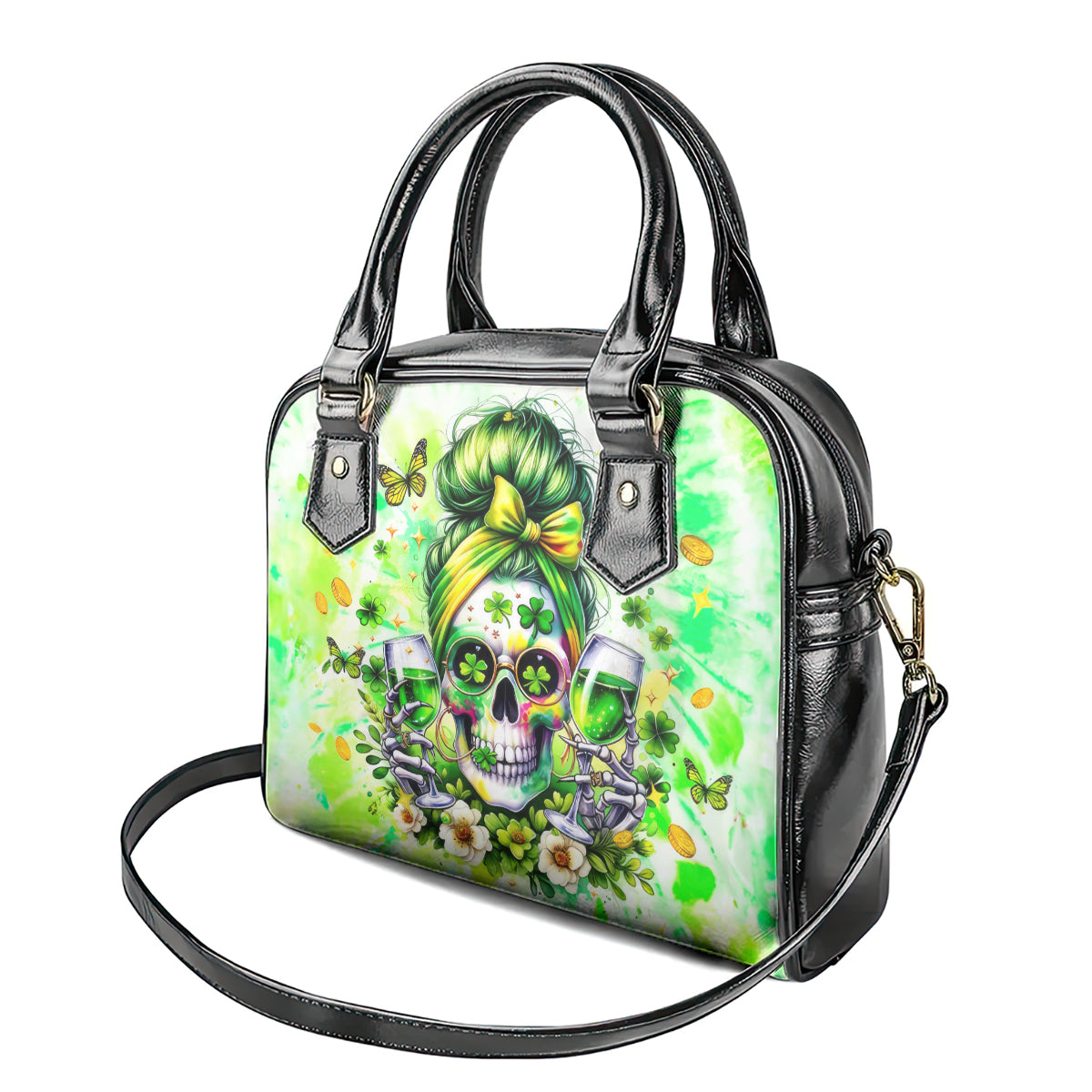 Irish Skull Shoulder Handbag Drink Up Bitch