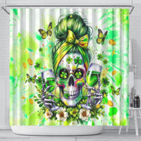 Irish Skull Shower Curtain Drink Up Bitch