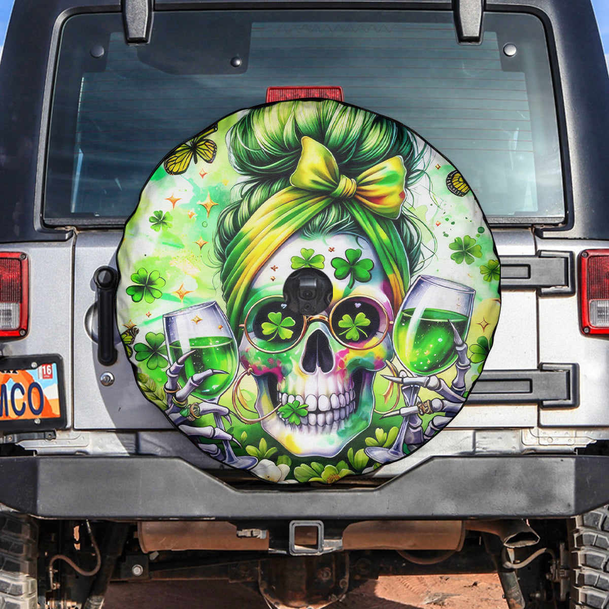 Irish Skull Spare Tire Cover Drink Up Bitch - Wonder Print Shop