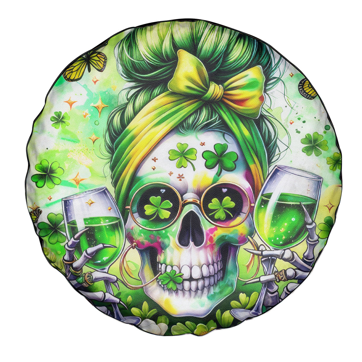 Irish Skull Spare Tire Cover Drink Up Bitch - Wonder Print Shop