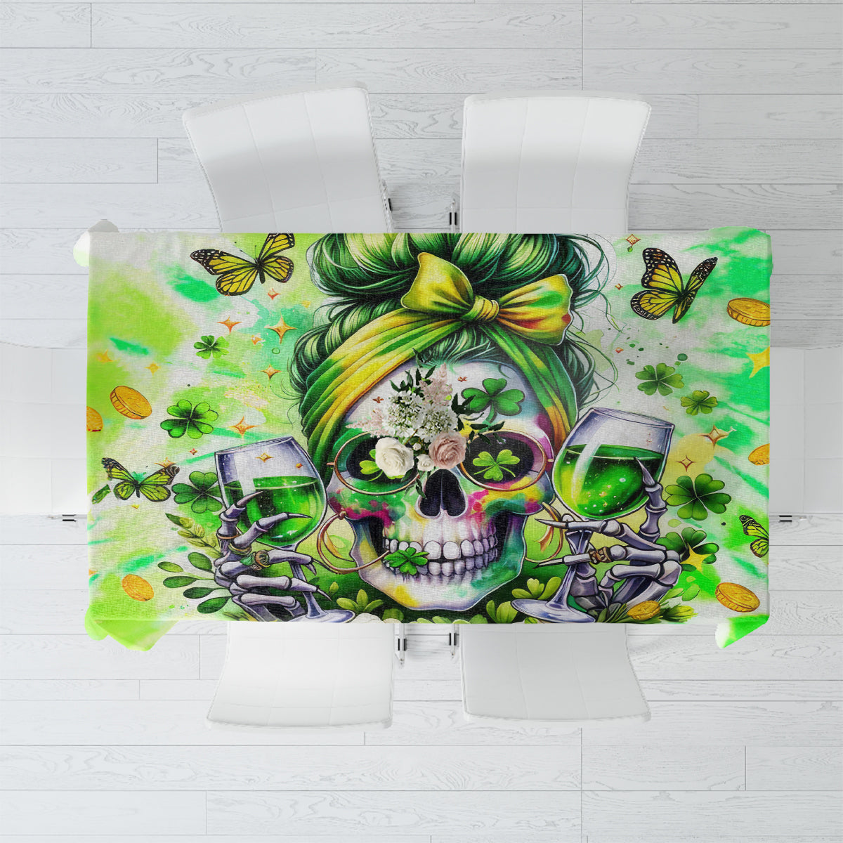 Irish Skull Tablecloth Drink Up Bitch - Wonder Print Shop