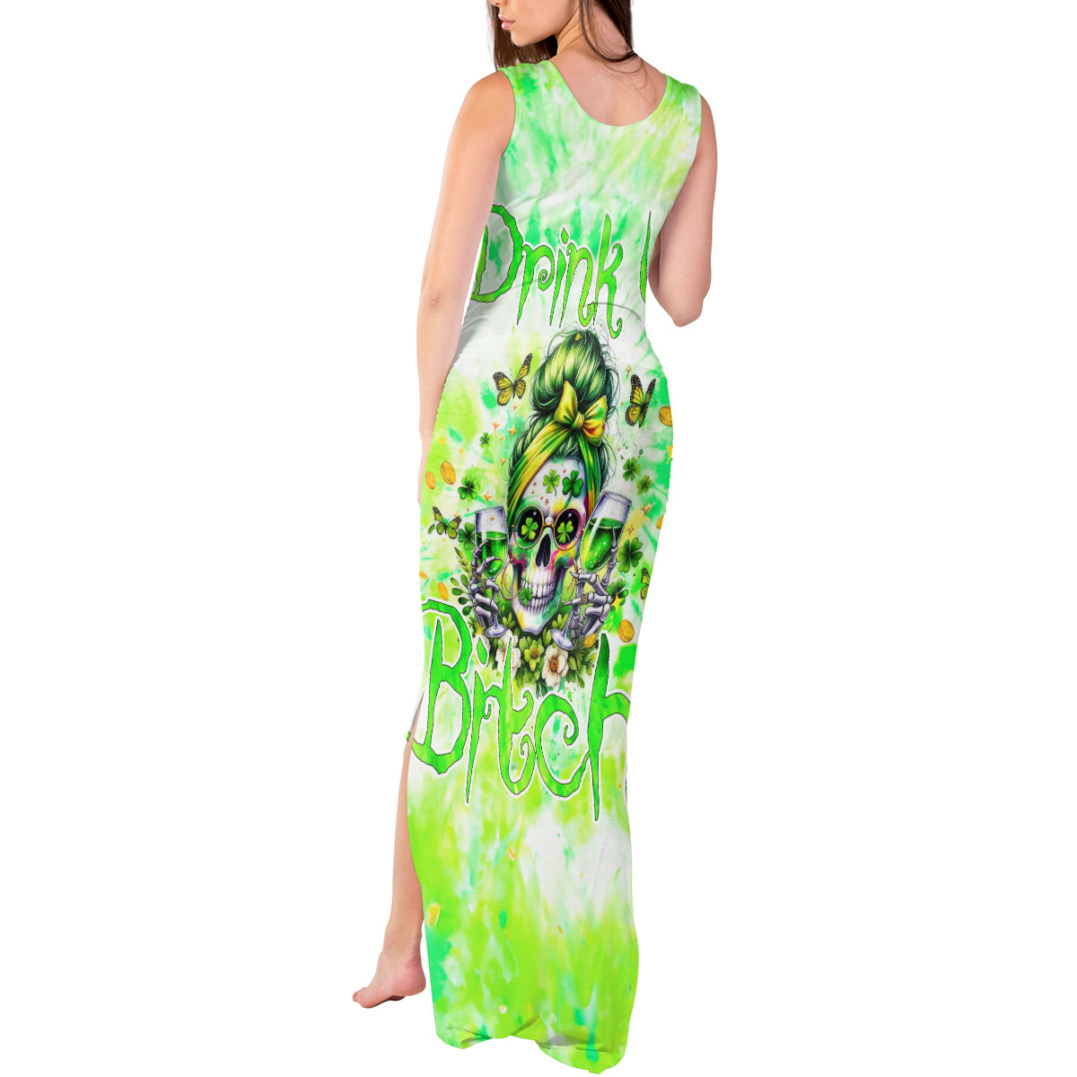 Irish Skull Tank Maxi Dress Drink Up Bitch - Wonder Print Shop