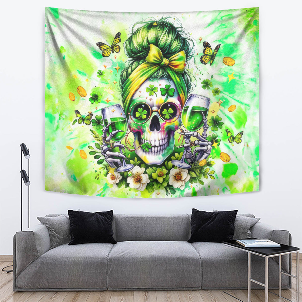 Irish Skull Tapestry Drink Up Bitch - Wonder Print Shop