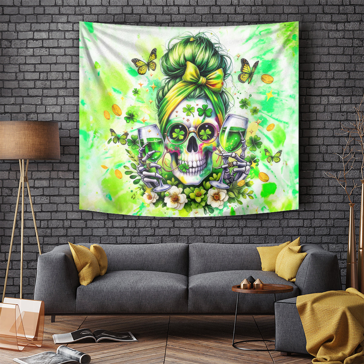 Irish Skull Tapestry Drink Up Bitch - Wonder Print Shop