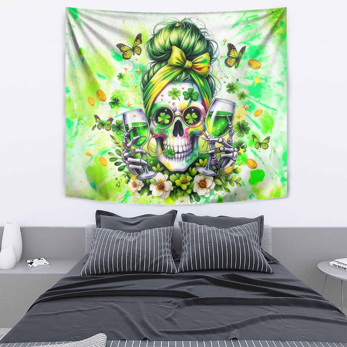 Irish Skull Tapestry Drink Up Bitch - Wonder Print Shop