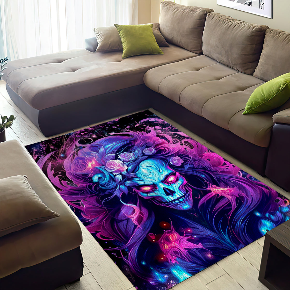 Lady Skull Area Rug I'm Not Anti Social I'm Just Not User Friendly - Wonder Print Shop