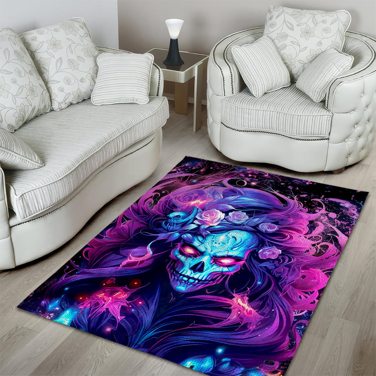 Lady Skull Area Rug I'm Not Anti Social I'm Just Not User Friendly - Wonder Print Shop