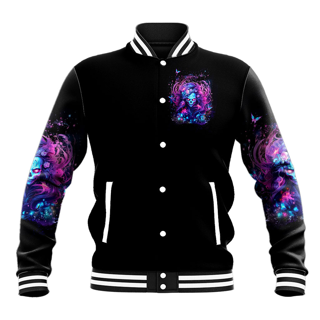 Lady Skull Baseball Jacket I'm Not Anti Social I'm Just Not User Friendly - Wonder Print Shop