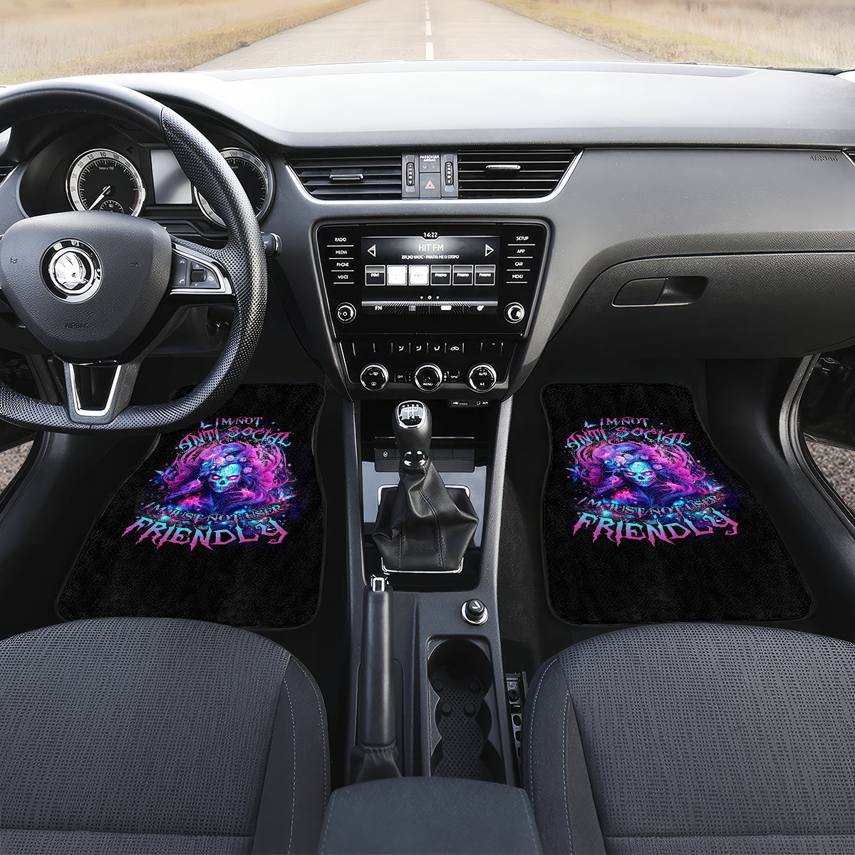 Lady Skull Car Mats I'm Not Anti Social I'm Just Not User Friendly - Wonder Print Shop