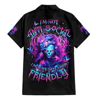 Lady Skull Family Matching Mermaid Dress and Hawaiian Shirt I'm Not Anti Social I'm Just Not User Friendly - Wonder Print Shop