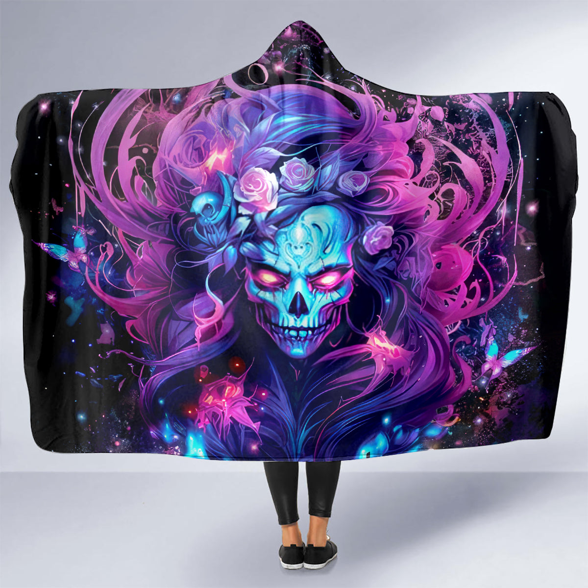 Lady Skull Hooded Blanket I'm Not Anti Social I'm Just Not User Friendly