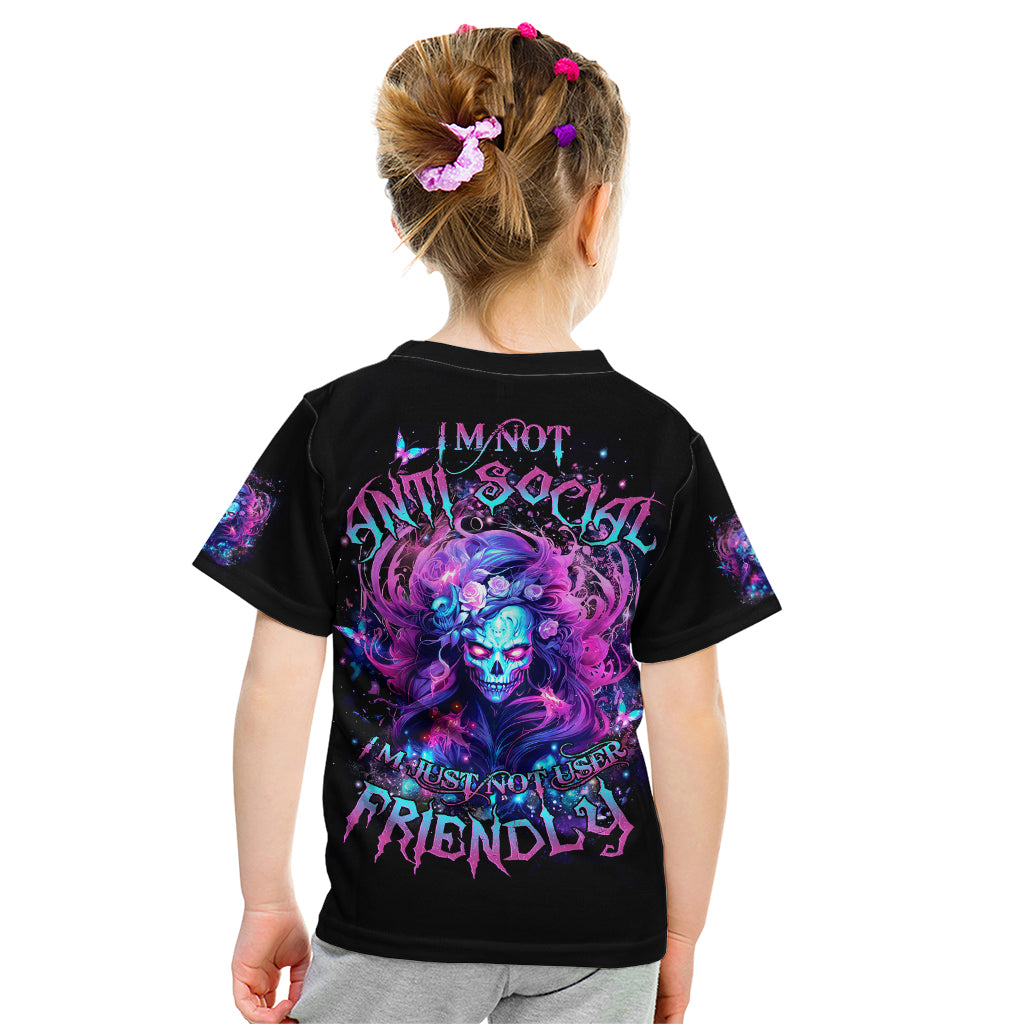 Lady Skull Kid T Shirt I'm Not Anti Social I'm Just Not User Friendly - Wonder Print Shop