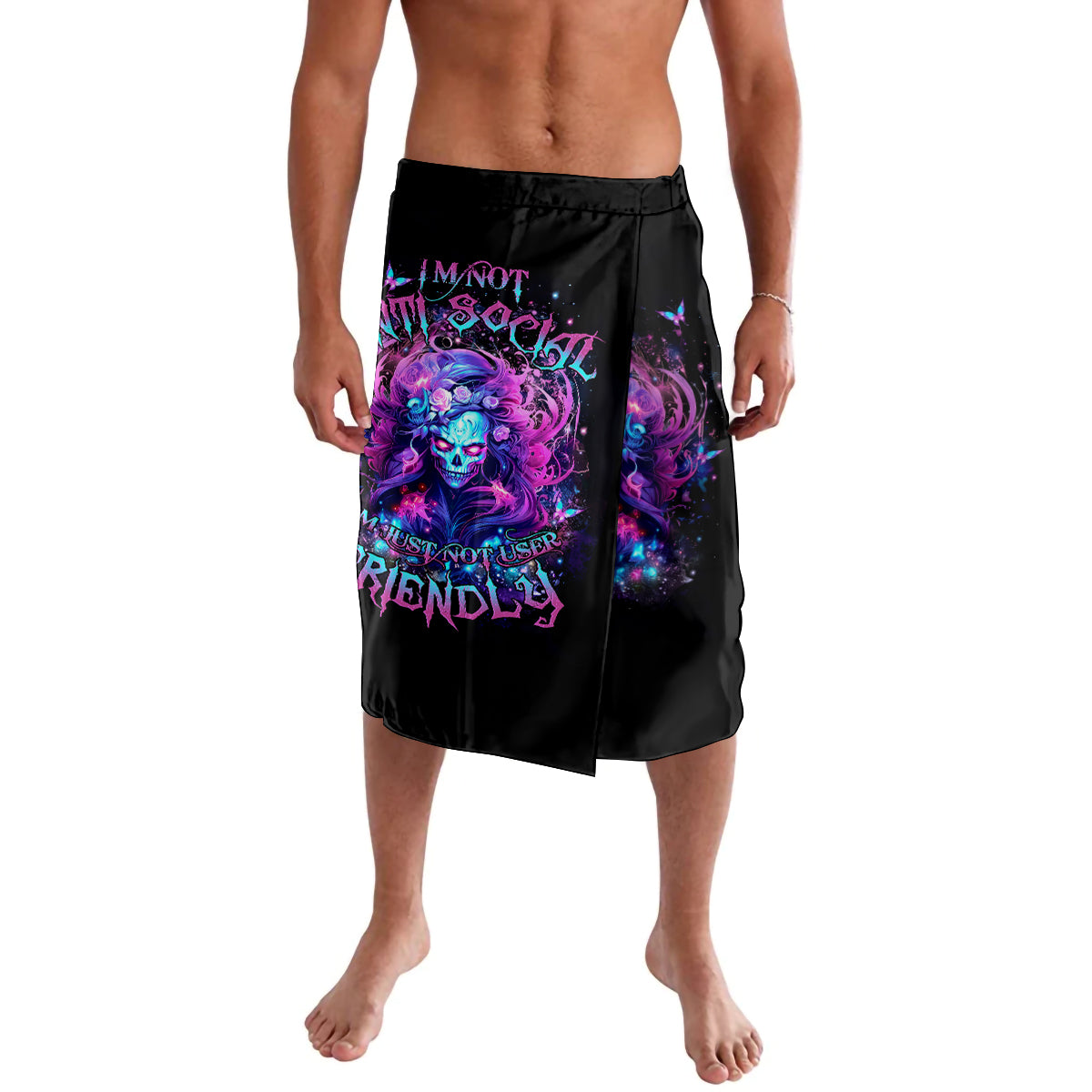 Lady Skull Lavalava I'm Not Anti Social I'm Just Not User Friendly - Wonder Print Shop