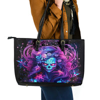 Lady Skull Leather Tote Bag I'm Not Anti Social I'm Just Not User Friendly - Wonder Print Shop