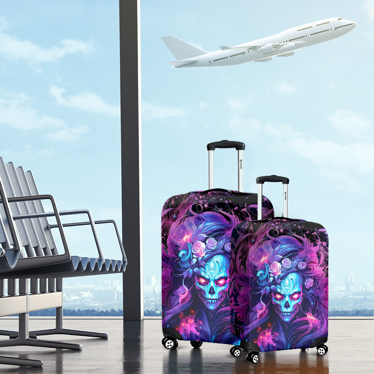 Lady Skull Luggage Cover I'm Not Anti Social I'm Just Not User Friendly - Wonder Print Shop