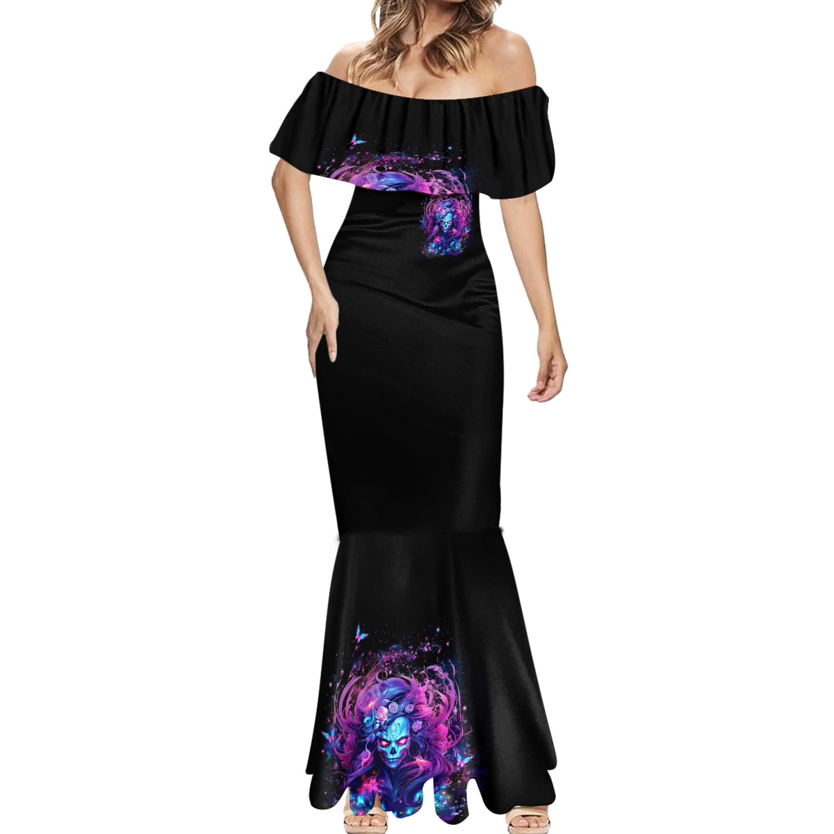 Lady Skull Mermaid Dress I'm Not Anti Social I'm Just Not User Friendly - Wonder Print Shop