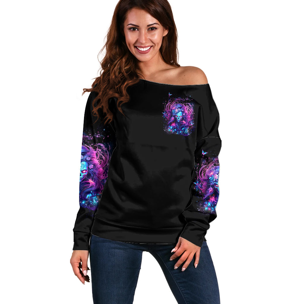 Lady Skull Off Shoulder Sweater I'm Not Anti Social I'm Just Not User Friendly - Wonder Print Shop