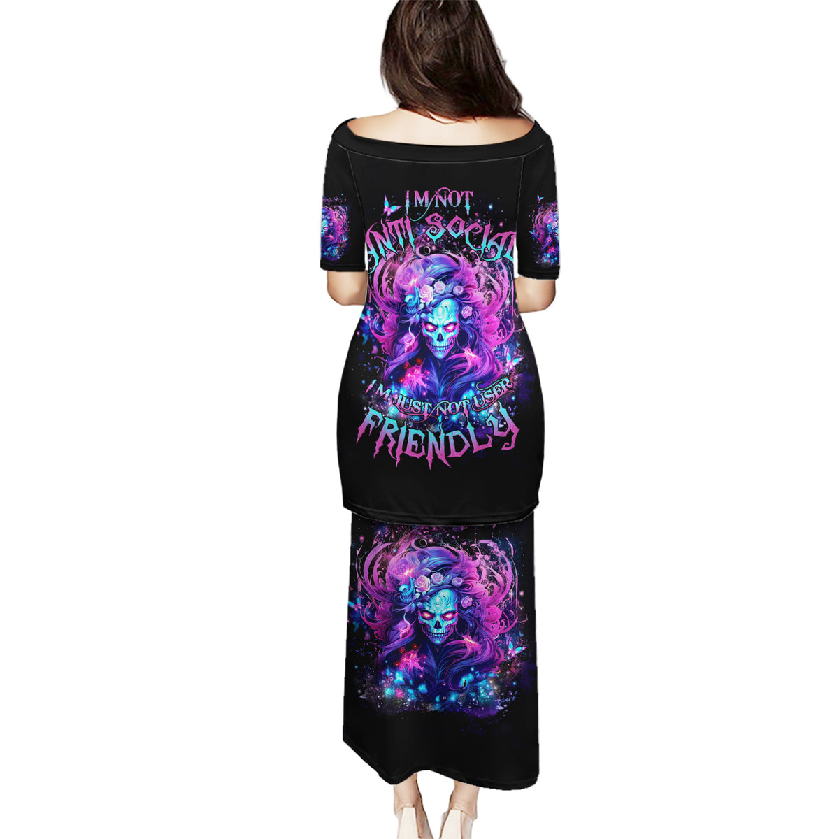 Lady Skull Puletasi I'm Not Anti Social I'm Just Not User Friendly - Wonder Print Shop