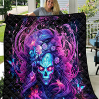 Lady Skull Quilt I'm Not Anti Social I'm Just Not User Friendly - Wonder Print Shop
