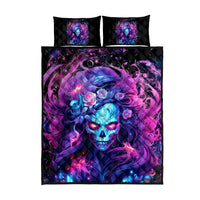 Lady Skull Quilt Bed Set I'm Not Anti Social I'm Just Not User Friendly - Wonder Print Shop