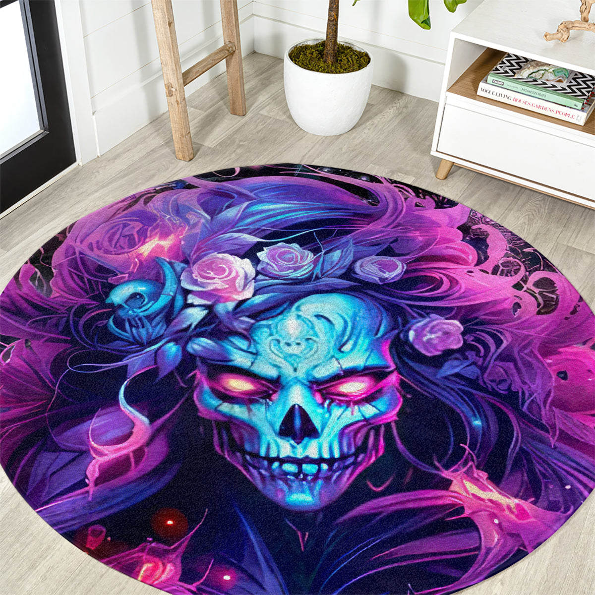 Lady Skull Round Carpet I'm Not Anti Social I'm Just Not User Friendly