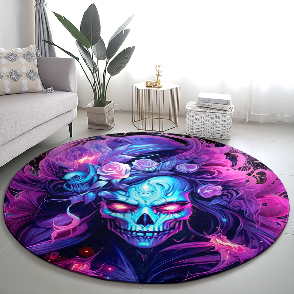 Lady Skull Round Carpet I'm Not Anti Social I'm Just Not User Friendly