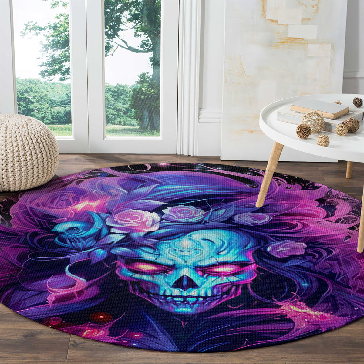 Lady Skull Round Carpet I'm Not Anti Social I'm Just Not User Friendly